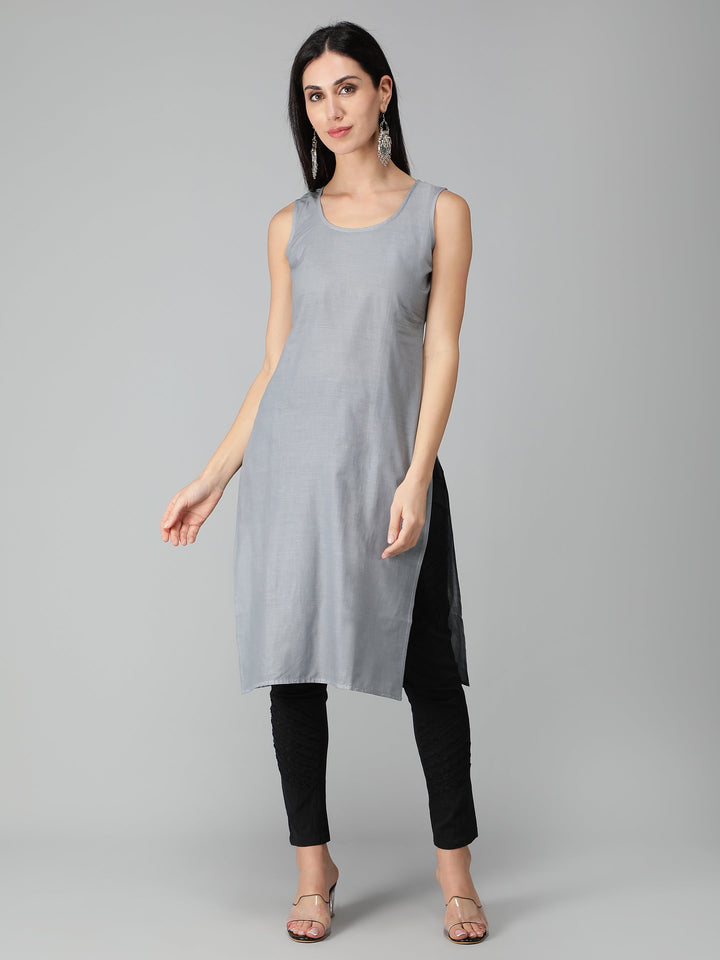 Lava-Grey-Georgette-Chikan-Kurta-with-Slip