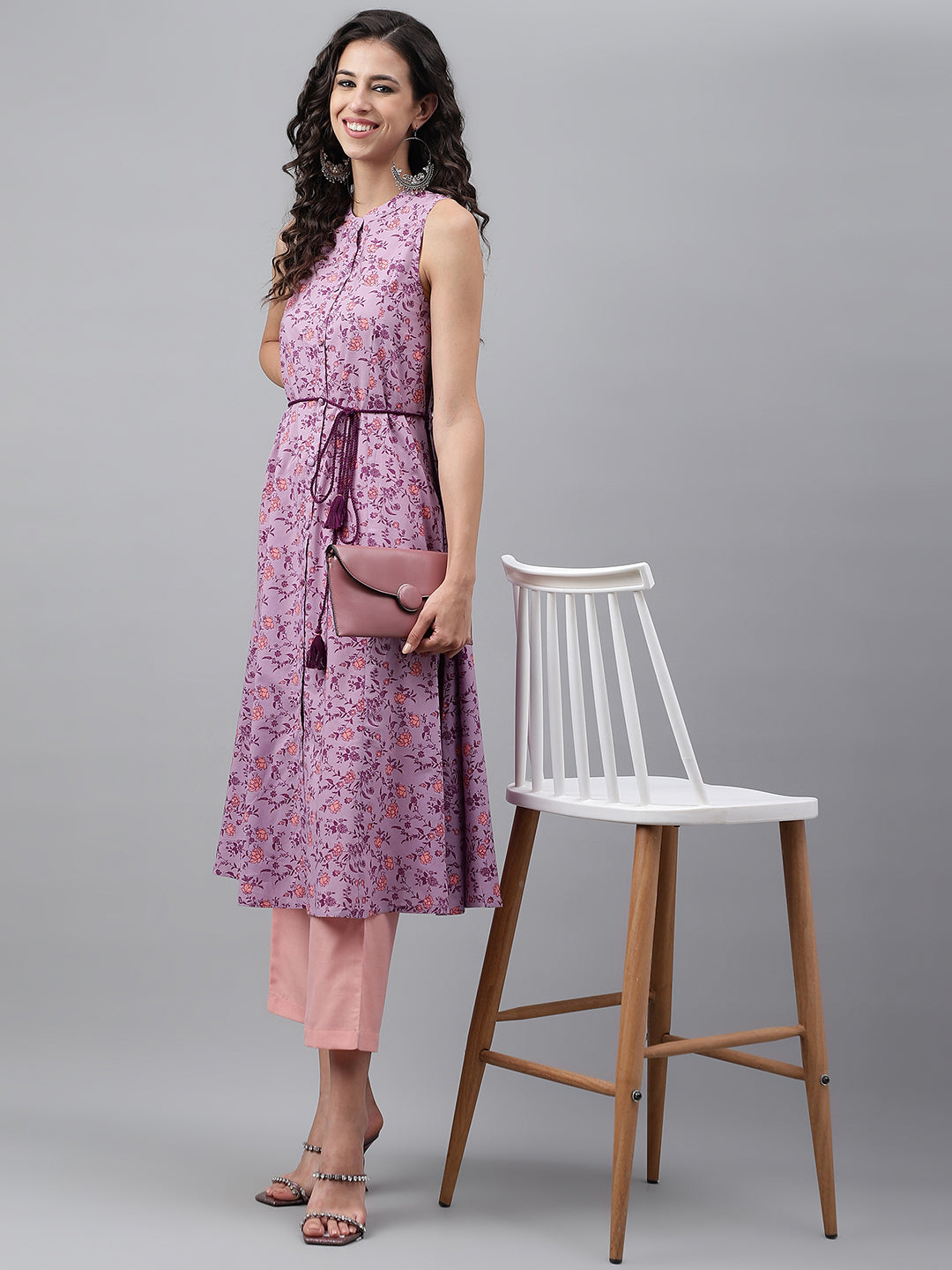 ZERESOUQ-Lavender-Cotton-Floral-Print-A-Line-Kurta