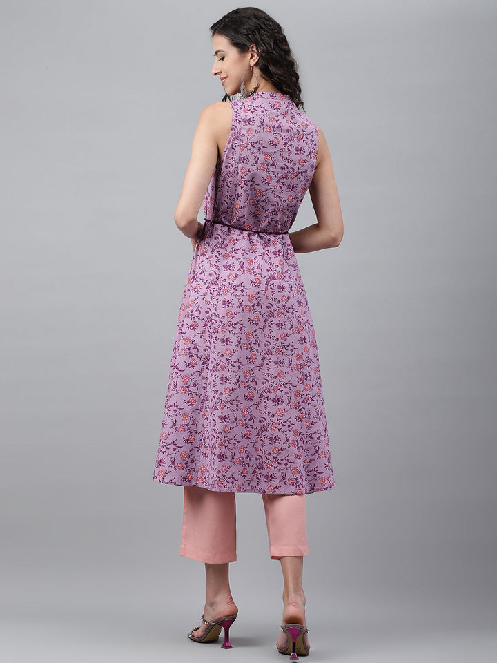 ZERESOUQ-Lavender-Cotton-Floral-Print-A-Line-Kurta
