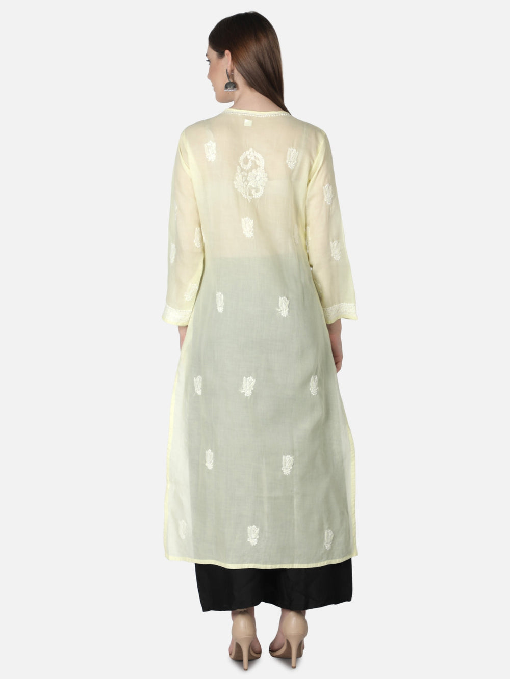 Lemon-Cotton-Lucknowi-Chikan-Kurti