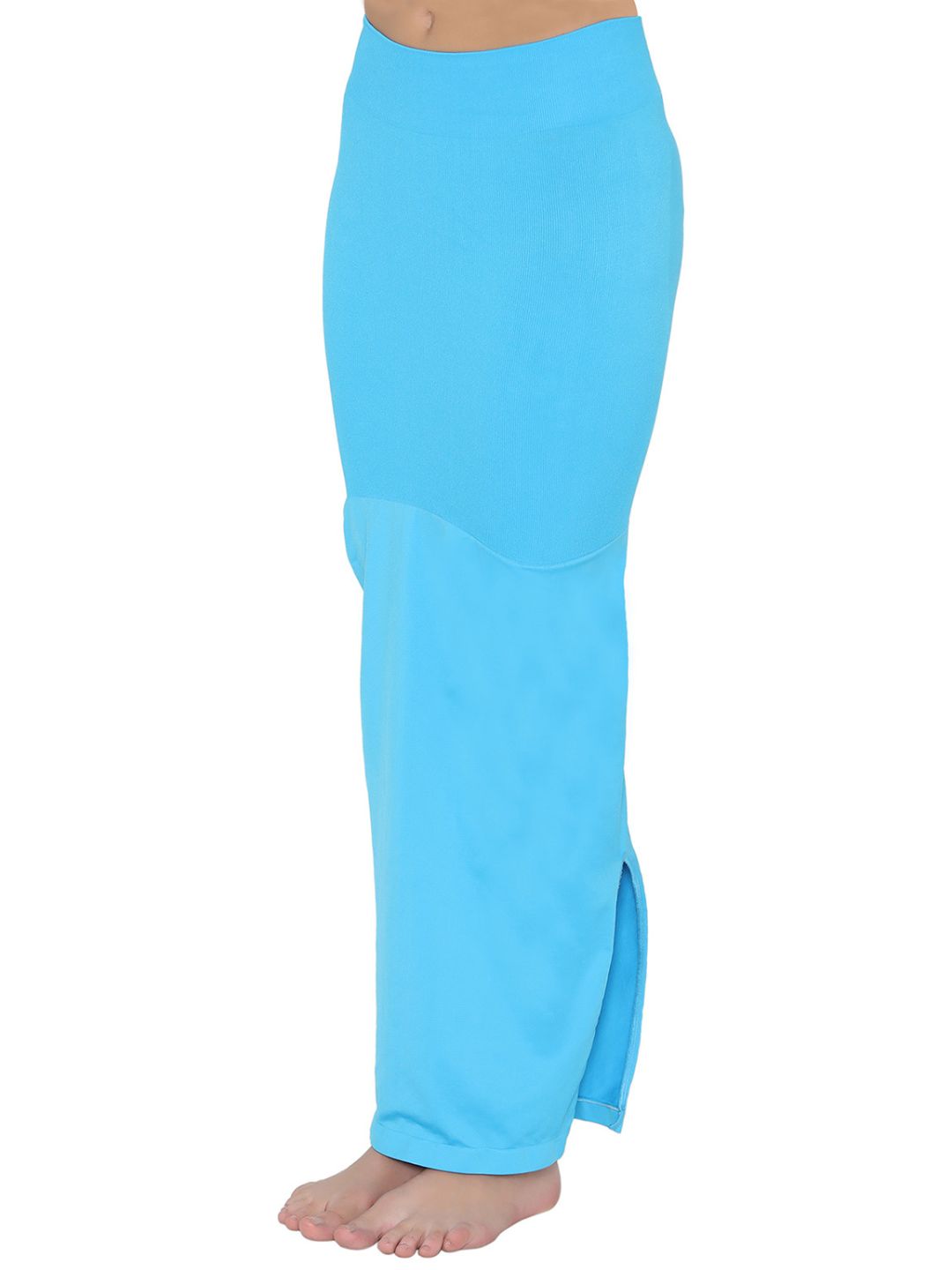 Light Blue Spandex Side Slit Saree Shapewear