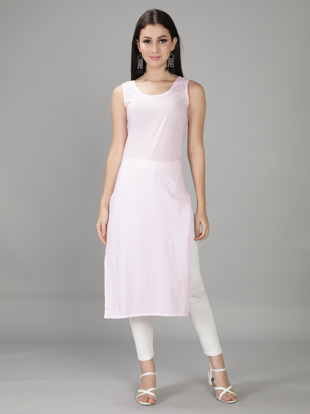 Light Pink Georgette Chikan Kurta with Slip