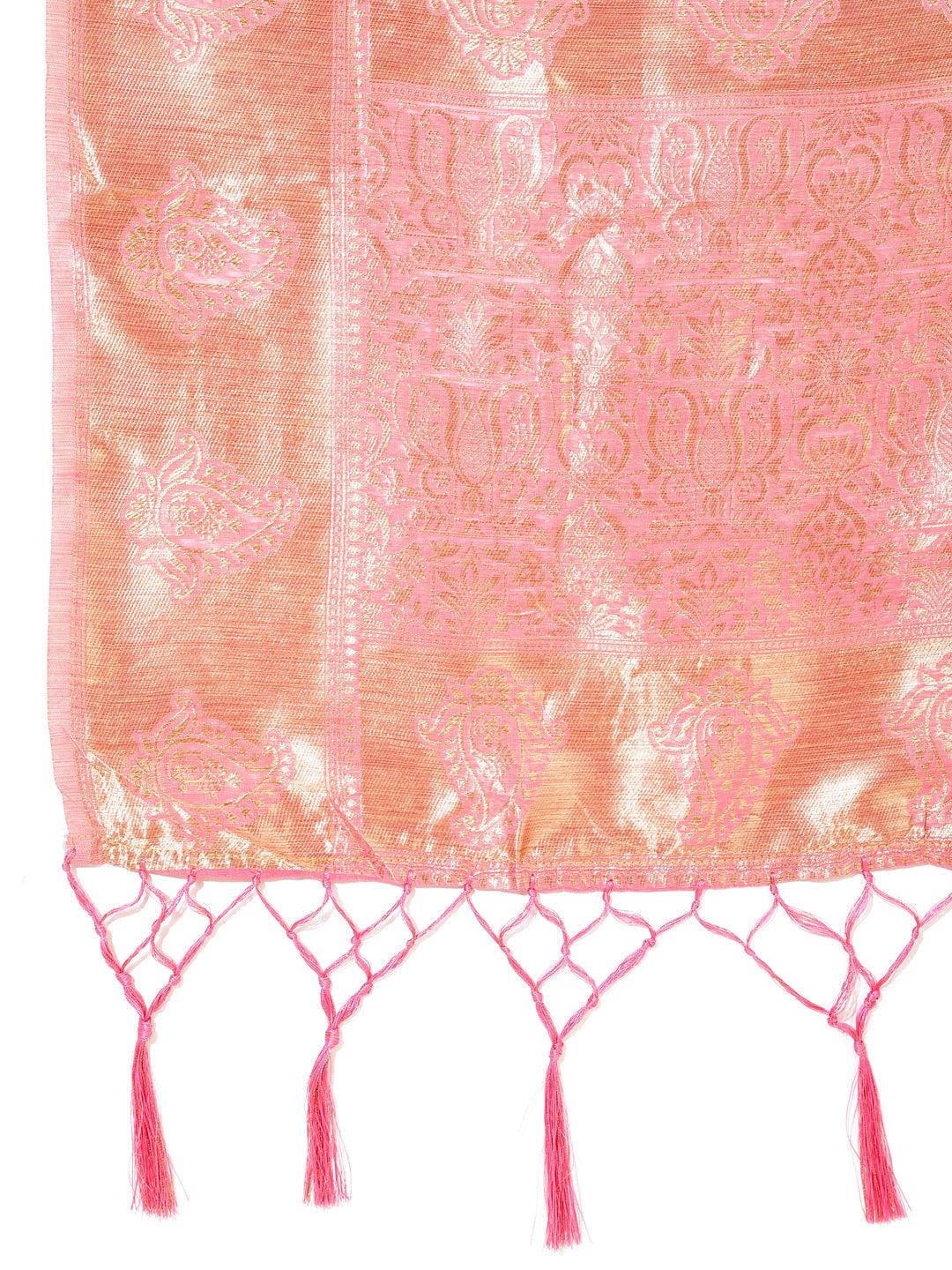 Light Pink Chanderi Silk Floral Motif Woven Designed Saree