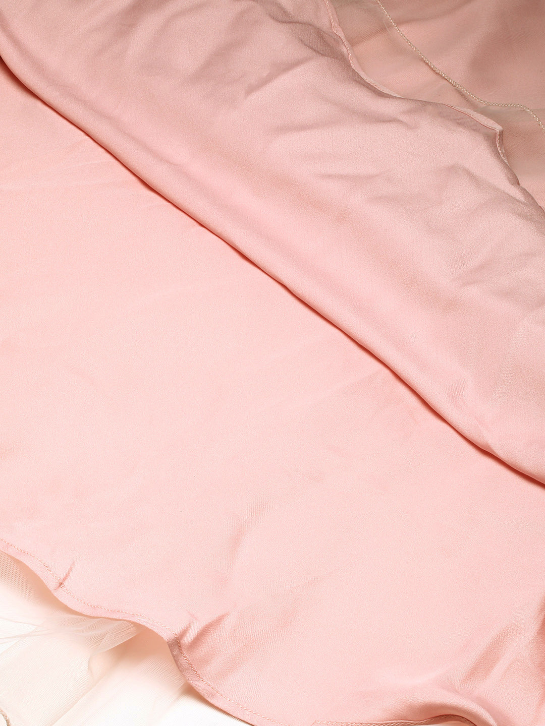 Light Pink Netted Dress with Asymmetrical Back Neckline