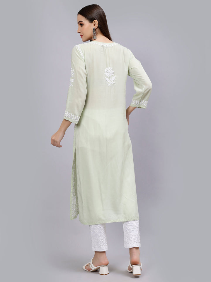 Light-Pista-Green-Modal-Embroidered-Chikankari-Kurti