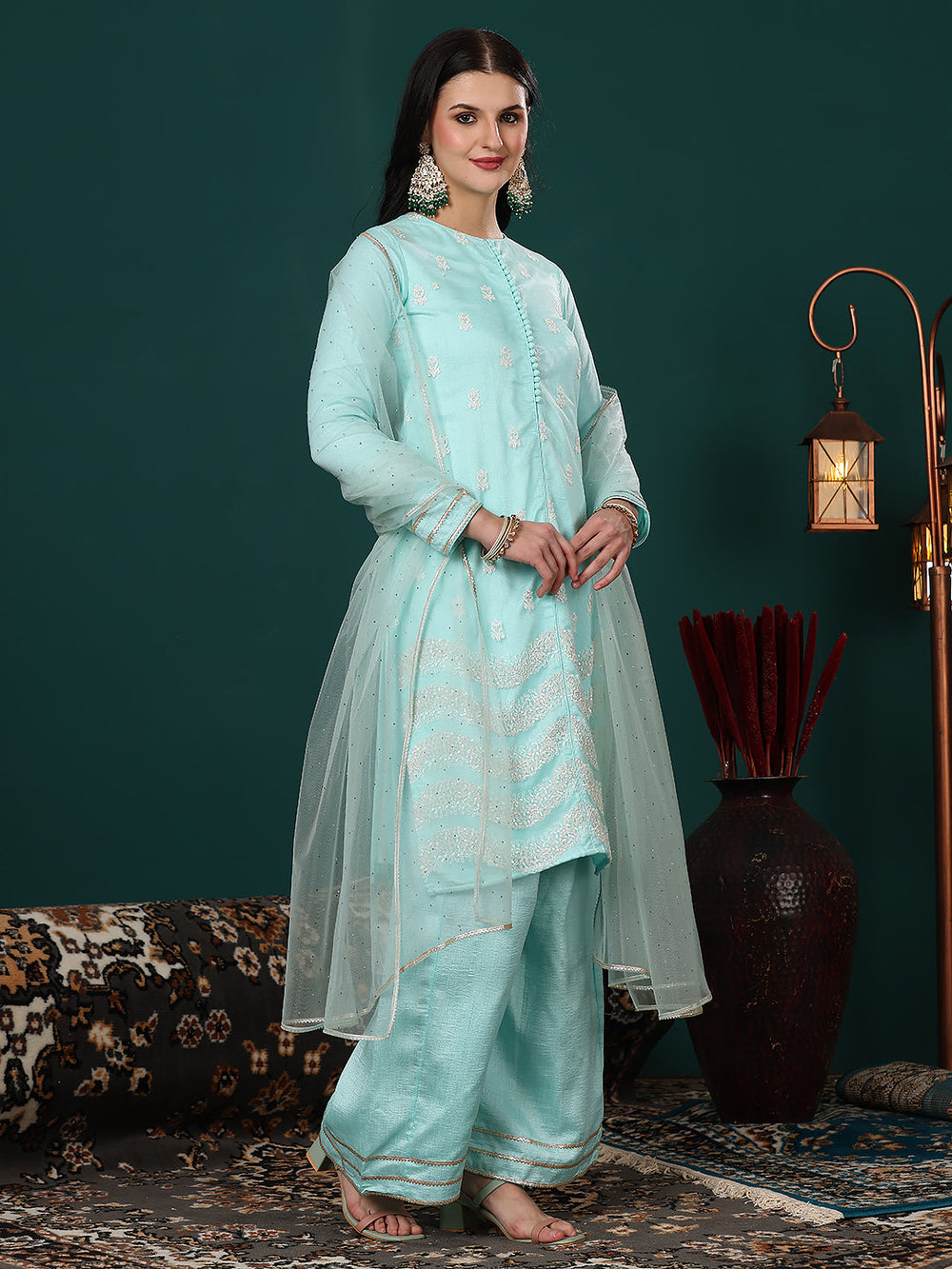 Light-Sea-Green-Net-Embroidered-Salwar-Suit