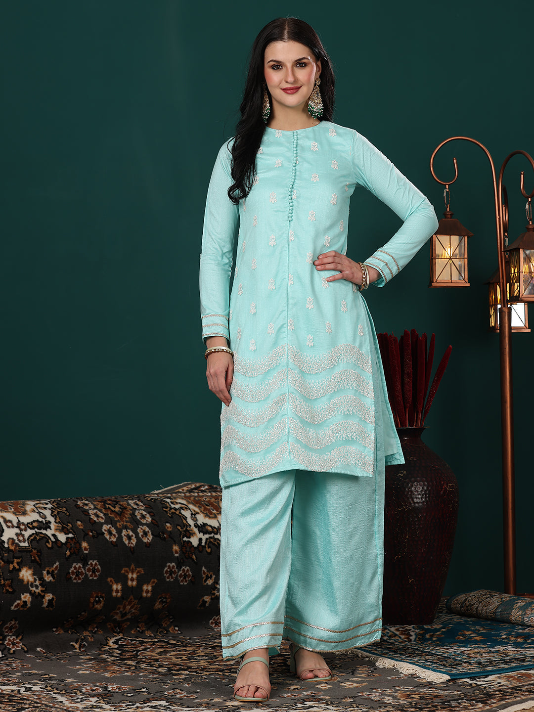 Light-Sea-Green-Net-Embroidered-Salwar-Suit