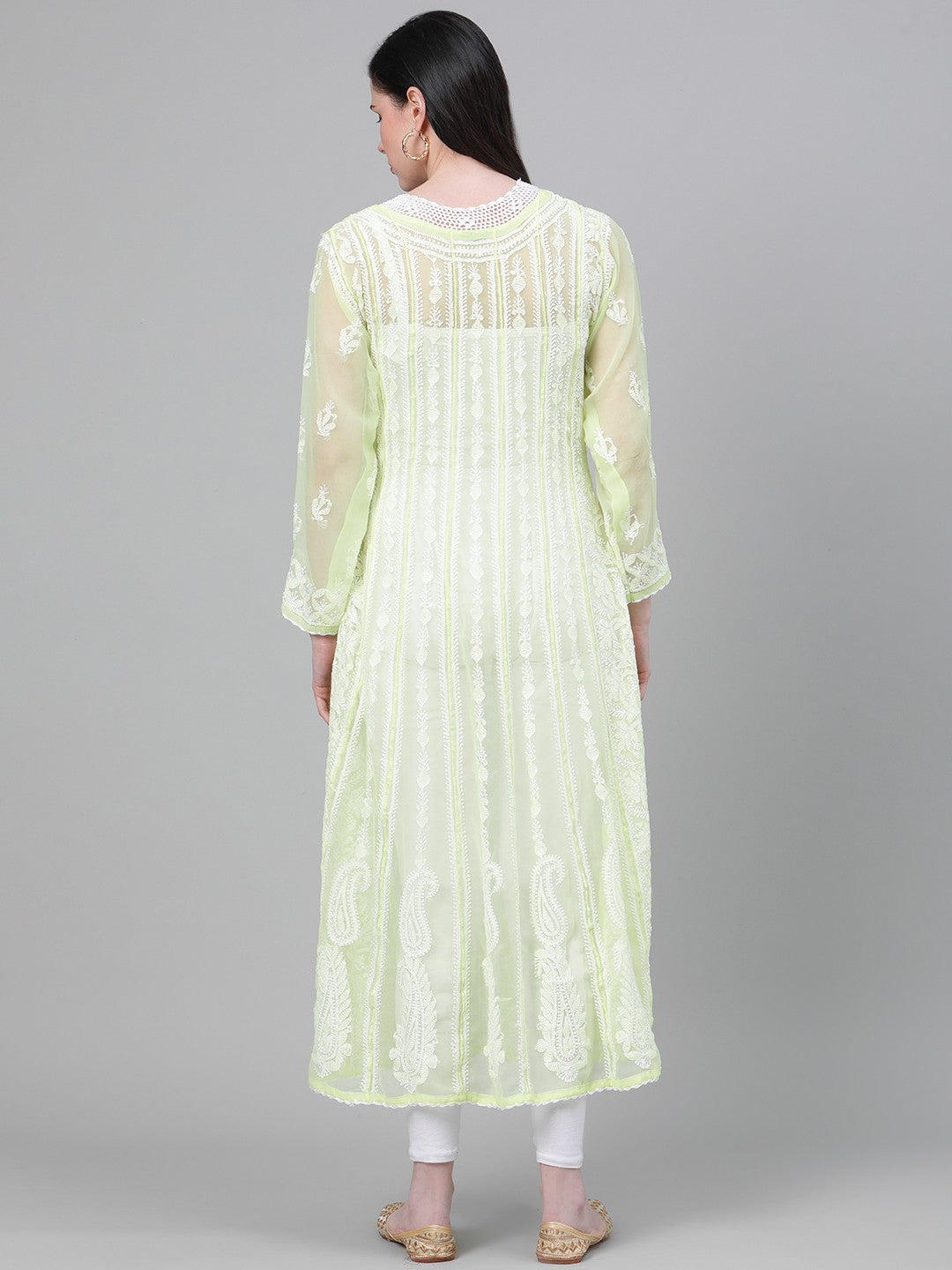 Lime-Green-Lucknow-Chikankari-Anarkali-Kurta