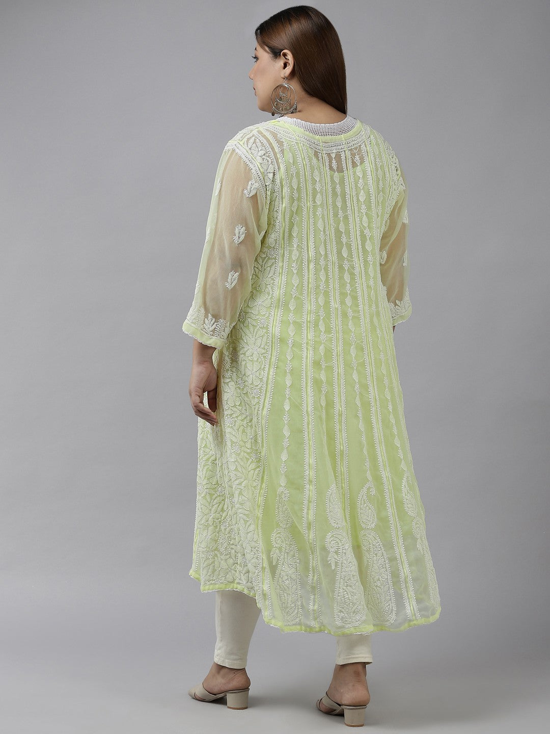 Lime-Green-Lucknow-Chikankari-Anarkali-Kurta