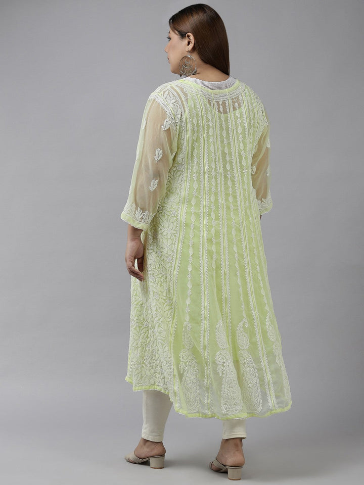 Lime-Green-Lucknow-Chikankari-Anarkali-Kurta