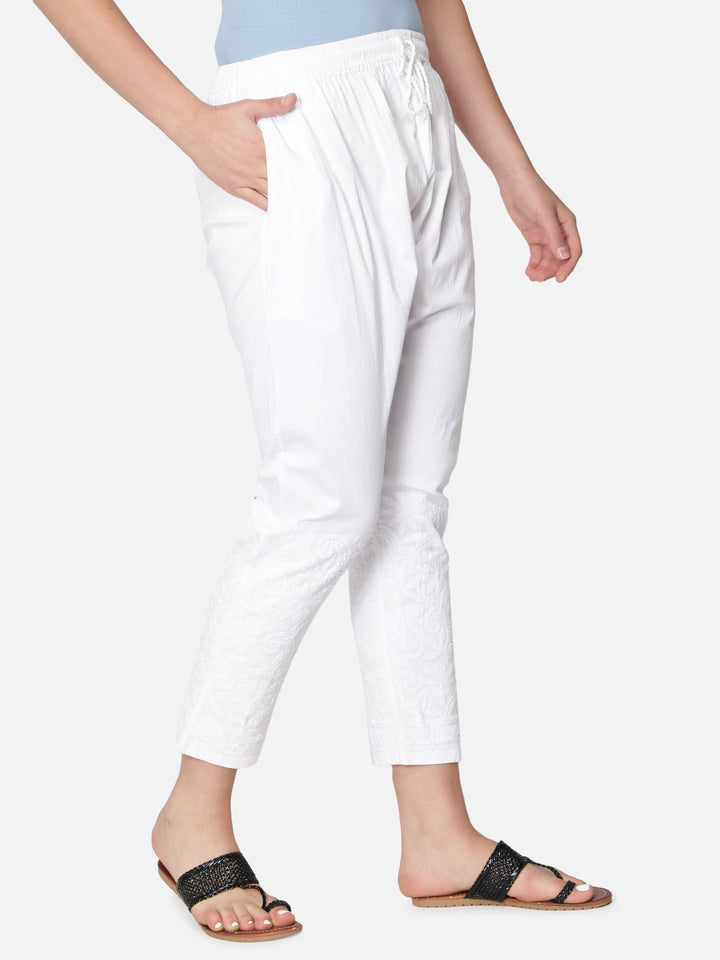 Lucknawi-Chikankari-White-Cotton-Trouser