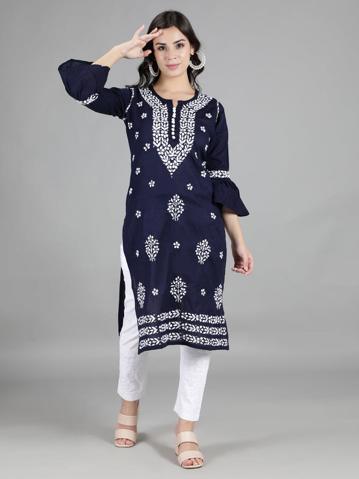 Lucknowi-Chikankari-Navy-Blue-Kurta-Set