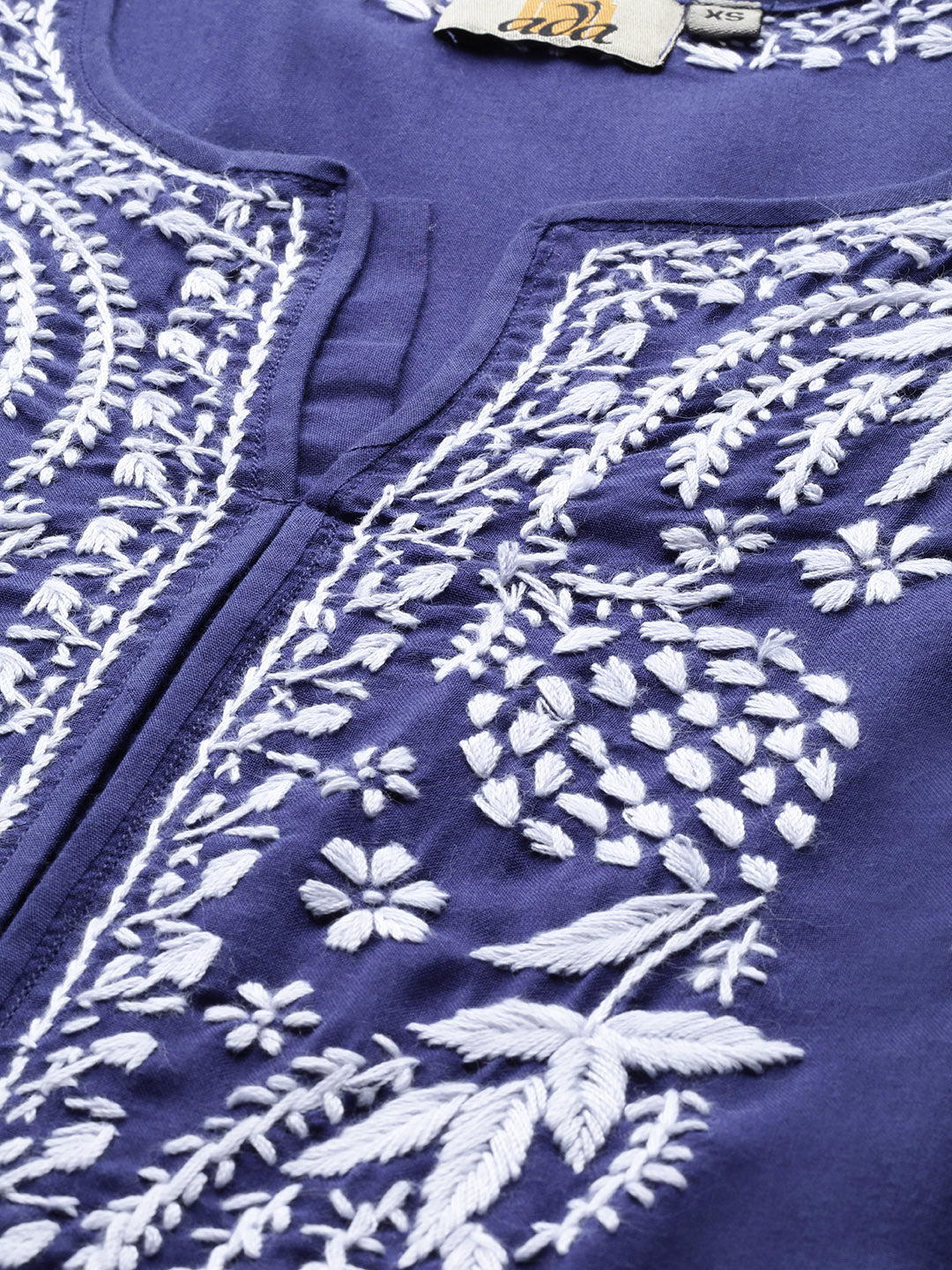 Lucknowi Chikankari Royal Blue Cotton Kurta