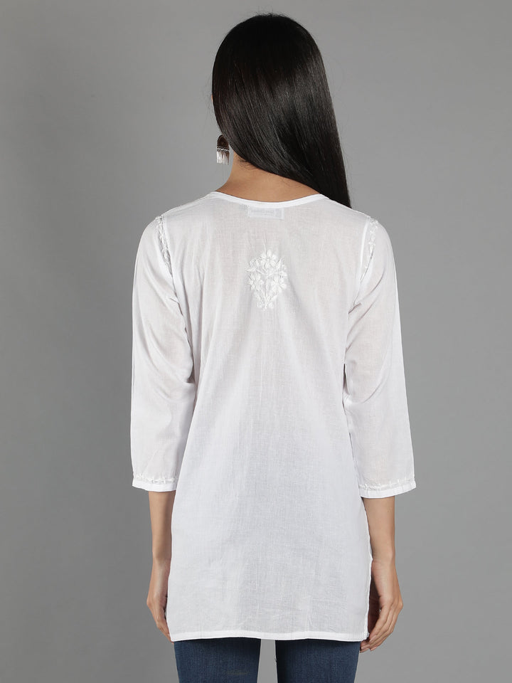 Lucknowi-Chikankari-White-Cotton-Top-Tunic