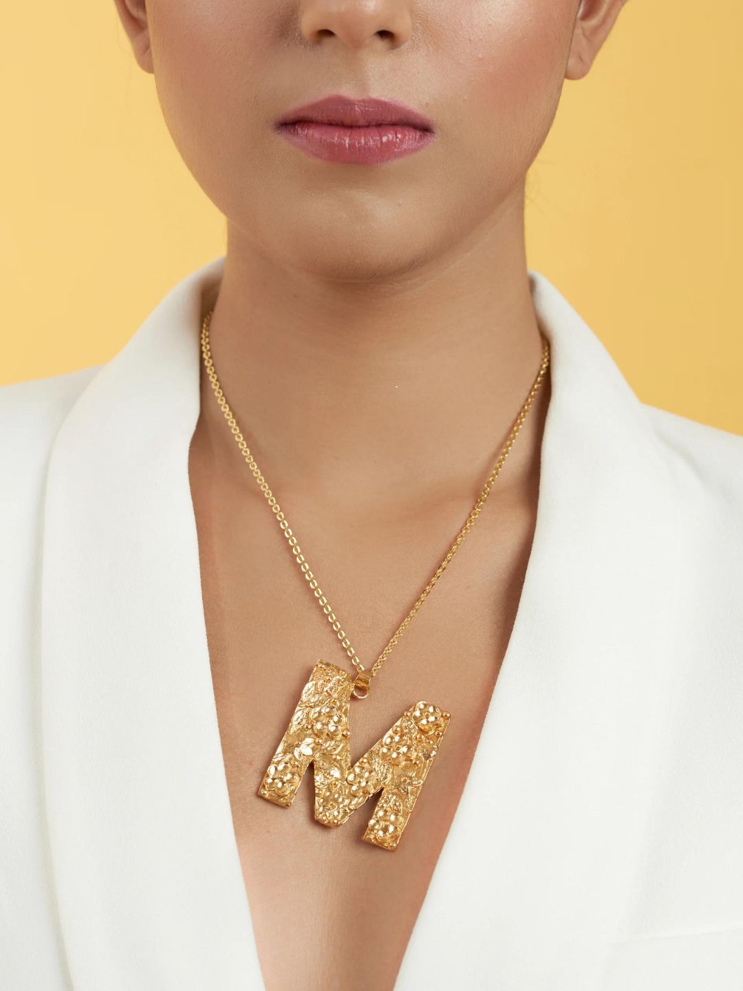M-Initial Brass & 20 KT Gold Plated Pendant