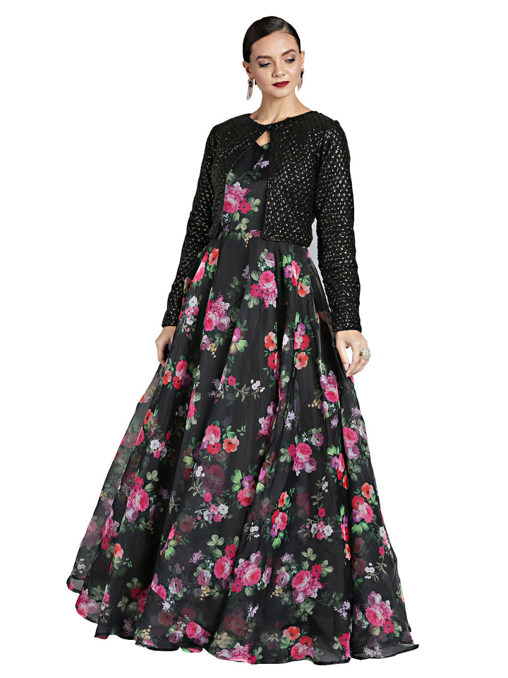 Made-Black-Digital-Printed-Gown-With-Jacket