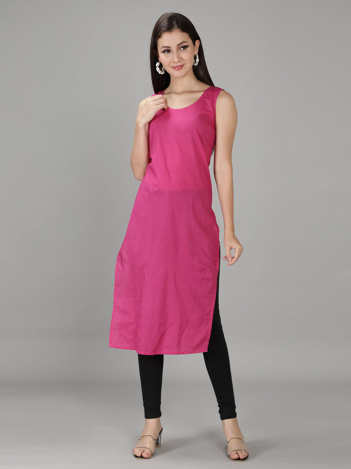 Magenta Georgette Chikan Kurta & Inner Slip