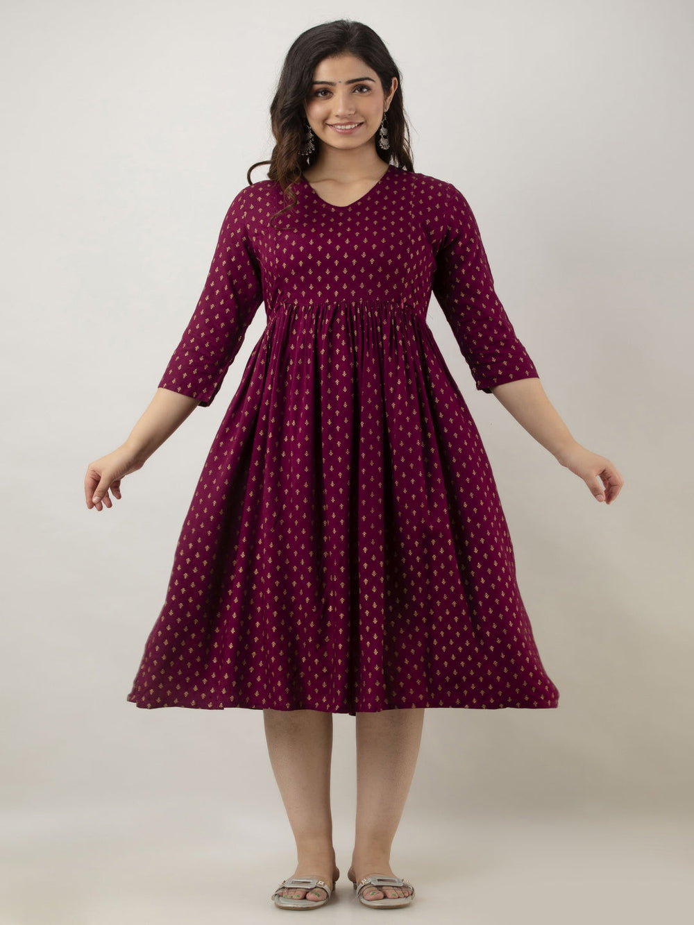Magenta-Rayon-Maternity-&-Feeding-Kurta