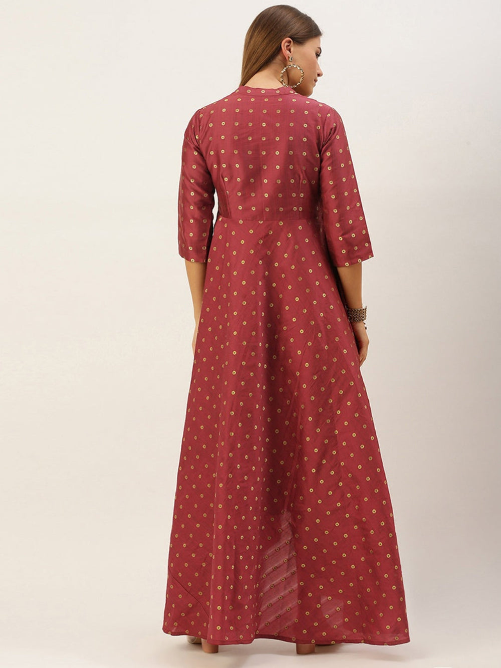 Maroon-Collar-Neck-Style-High-&-Low-Dress