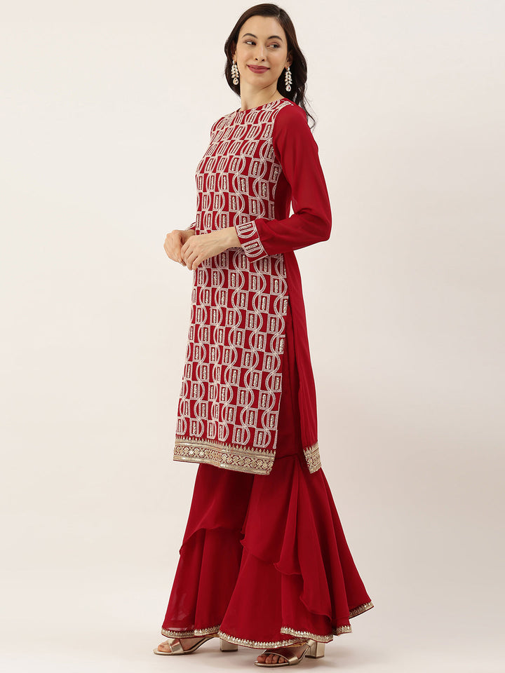 Maroon-Embroidered-Asymmetrical-Gharara-Suit