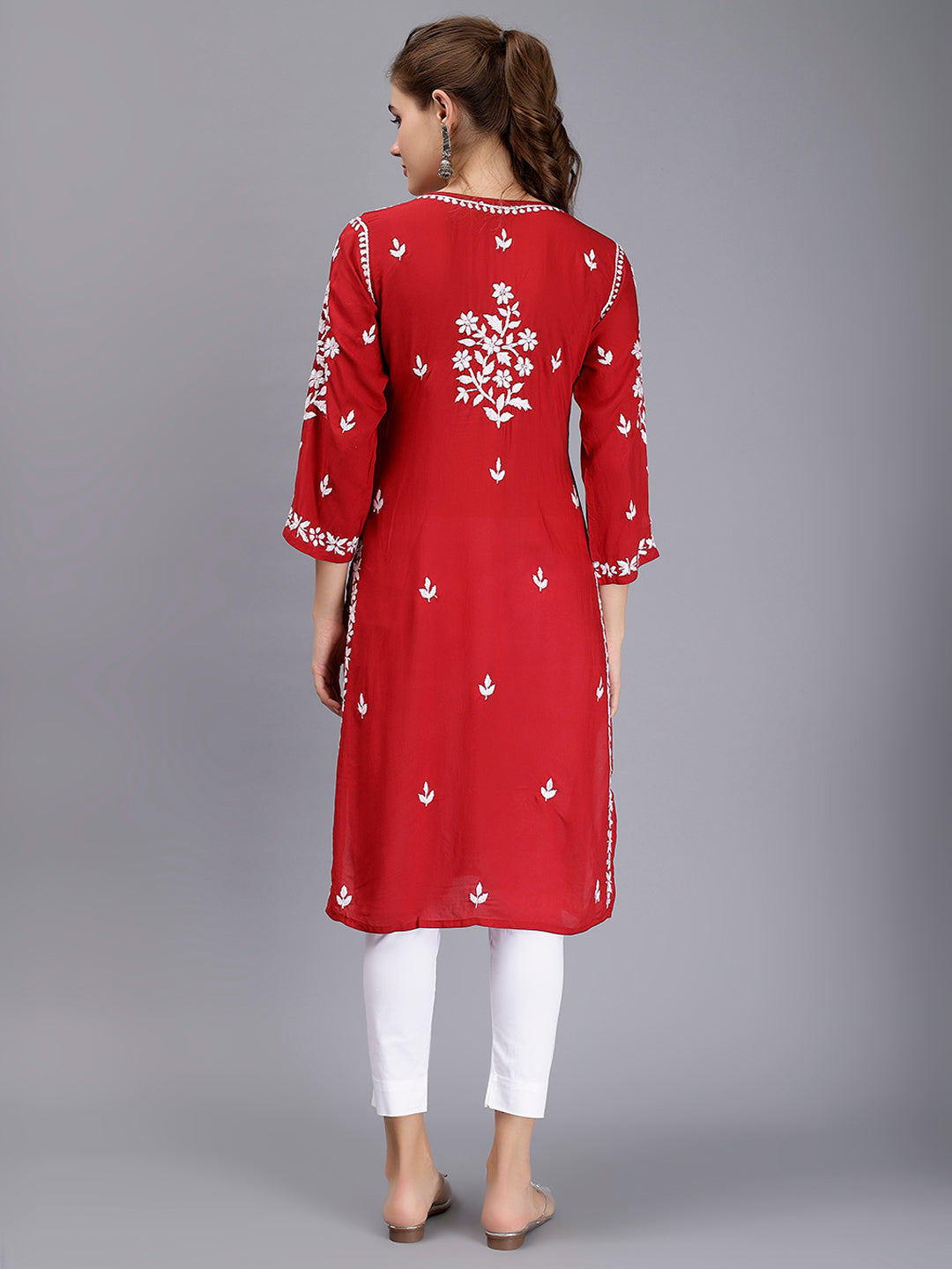 Maroon Modal Artisan Handwoven Chikankari Kurti