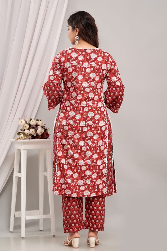 Maroon-Printed-Regular-Thread-Work-Cotton-3-Piece-Kurta-Set