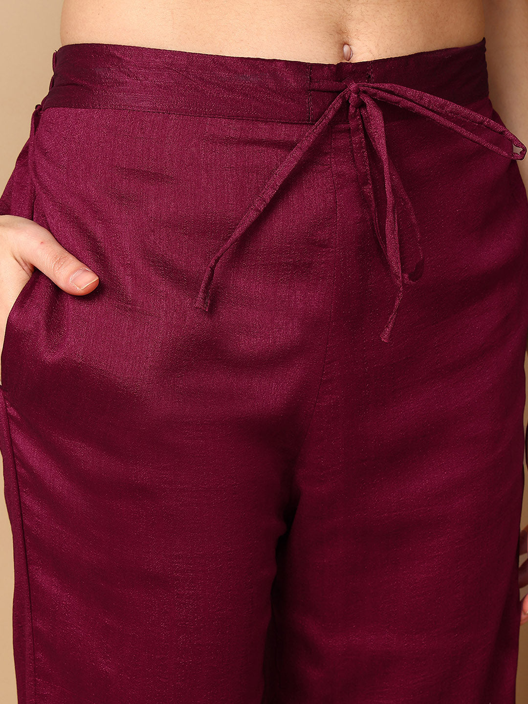 ZERESOUQ-Maroon-Silk-Blend-Solid-Embroidered-Straight-Kurta-Trouser-With-Dupatta