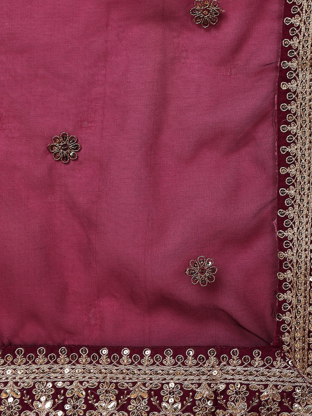 ZERESOUQ-Maroon-Silk-Blend-Solid-Embroidered-Straight-Kurta-Trouser-With-Dupatta