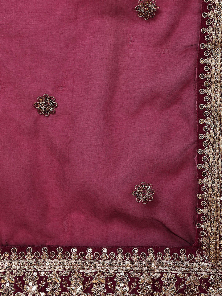 ZERESOUQ-Maroon-Silk-Blend-Solid-Embroidered-Straight-Kurta-Trouser-With-Dupatta