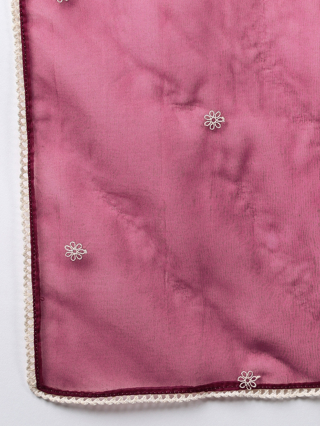 ZERESOUQ-Maroon-Silk-Blend-Solid-Yoke-Design-Flared-Kurta-Trouser-With-Dupatta