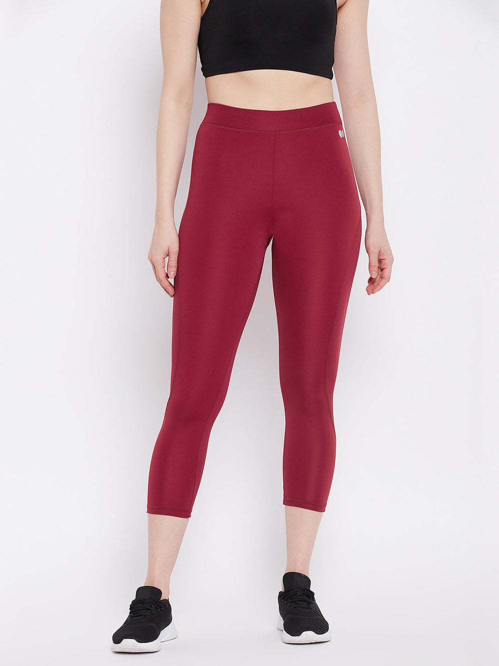 Maroon Snug-Fit Ankle-Length Tights