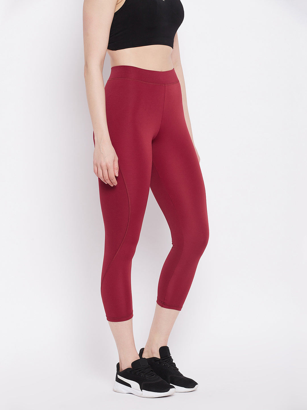 Maroon Snug-Fit Ankle-Length Tights