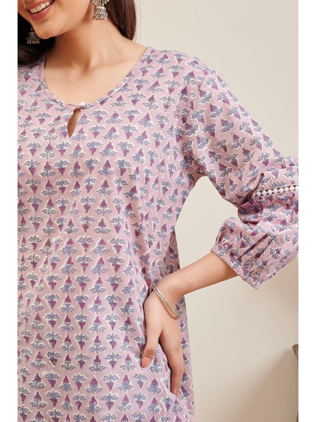 Mauve-Handblock-Printed-Cotton-Tunic-Top