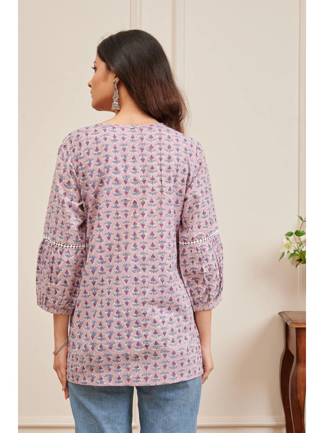 Mauve-Handblock-Printed-Cotton-Tunic-Top