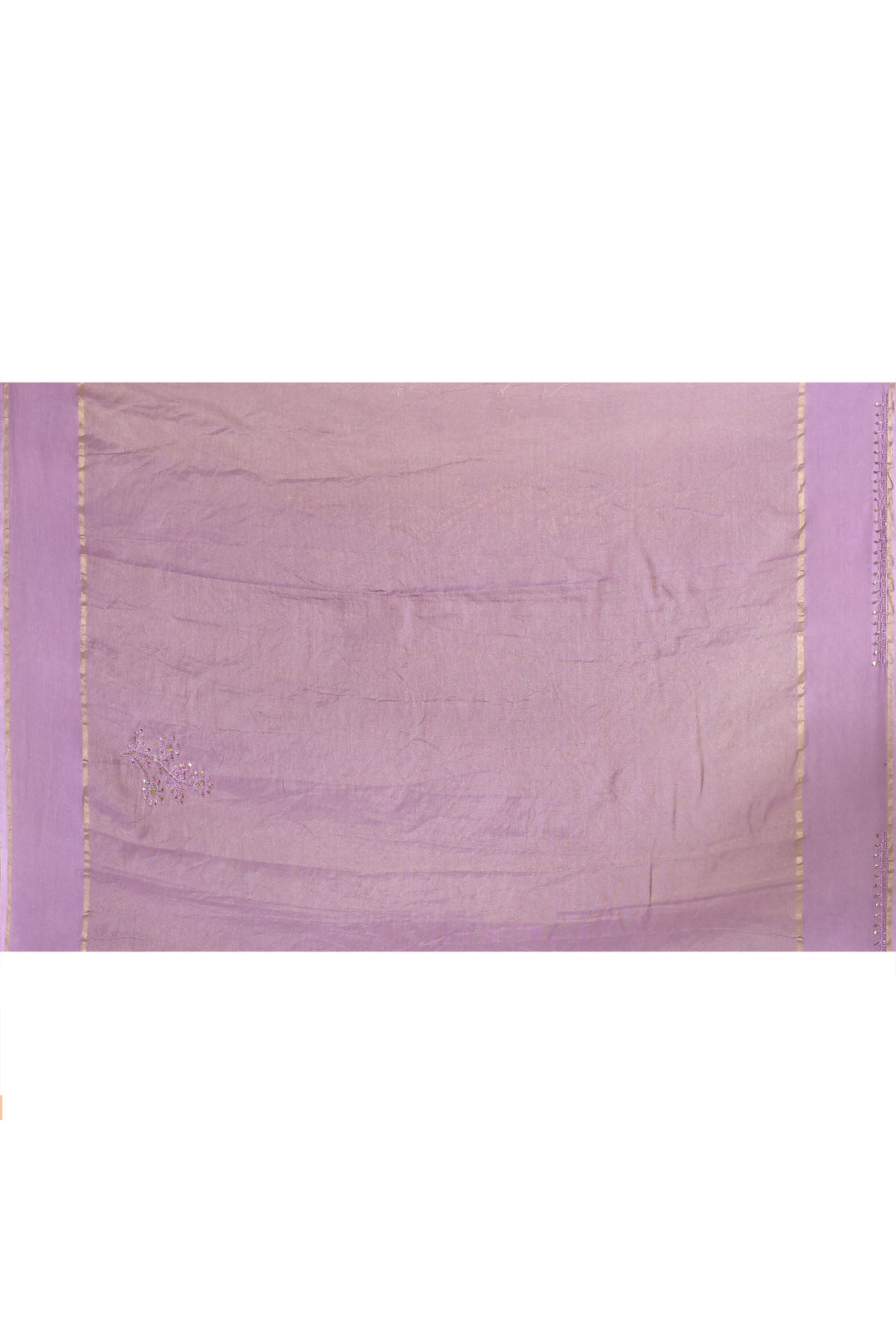 Mauve Solid Pure Linen Embroidered Banarasi Saree