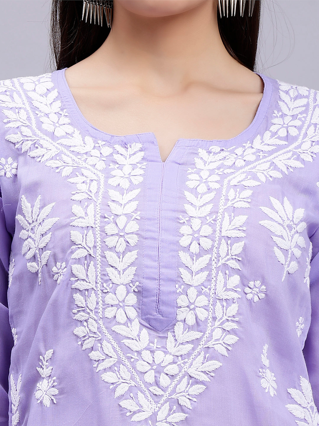 Mauve Terivoil Cotton Handwoven Chikankari Kurti