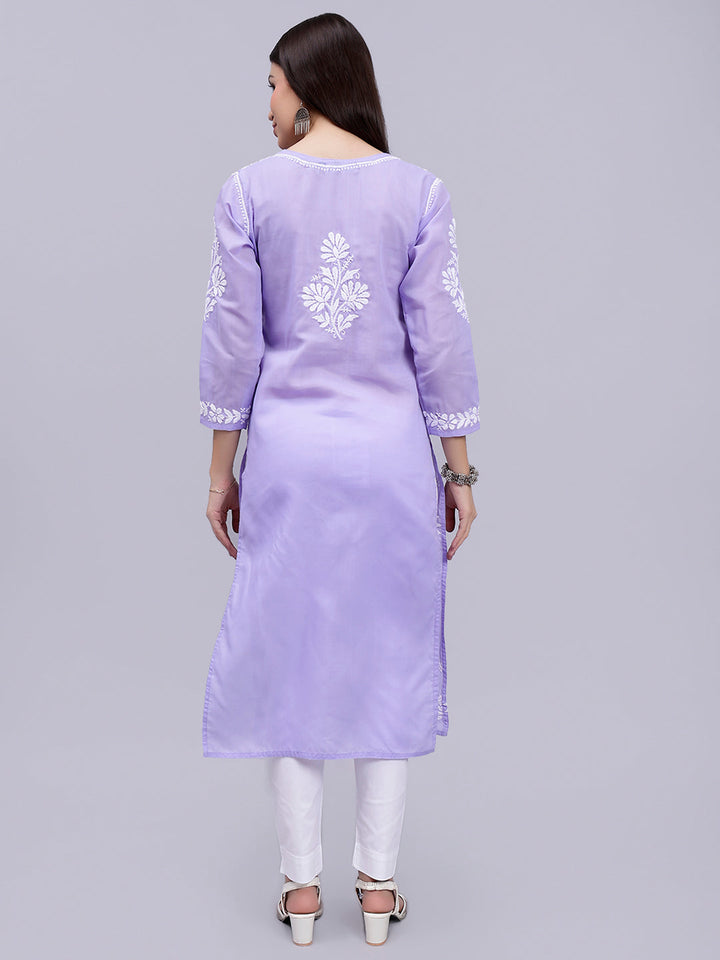 Mauve Terivoil Cotton Handwoven Chikankari Kurti