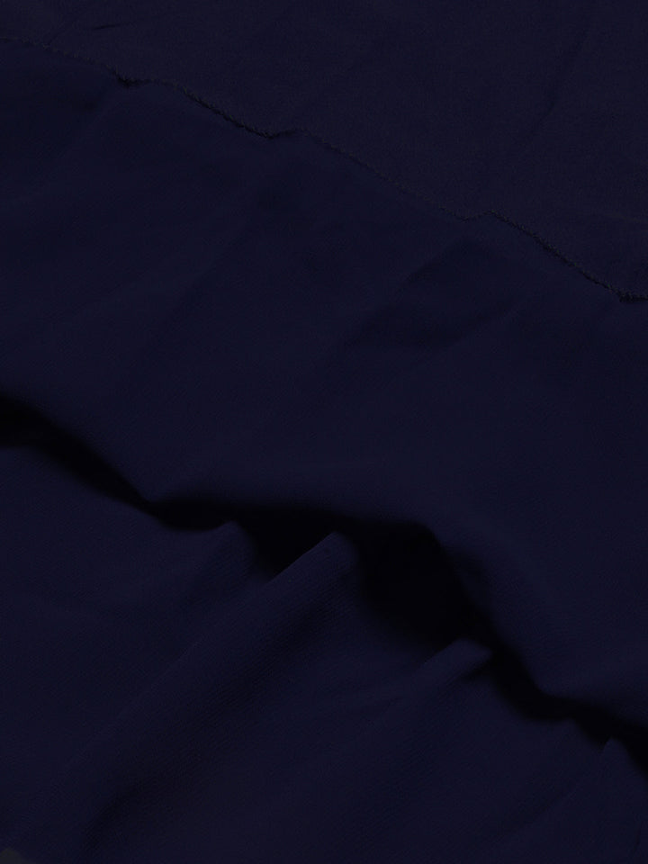 Midnight Blue Georgette Gara Embroidered Lehenga Set