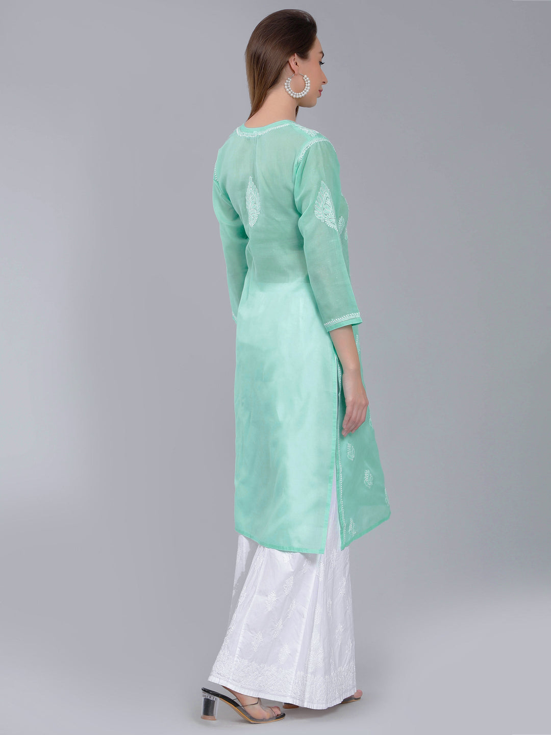 Mint-Blue-Cotton-Chikankari-Straight-Kurta