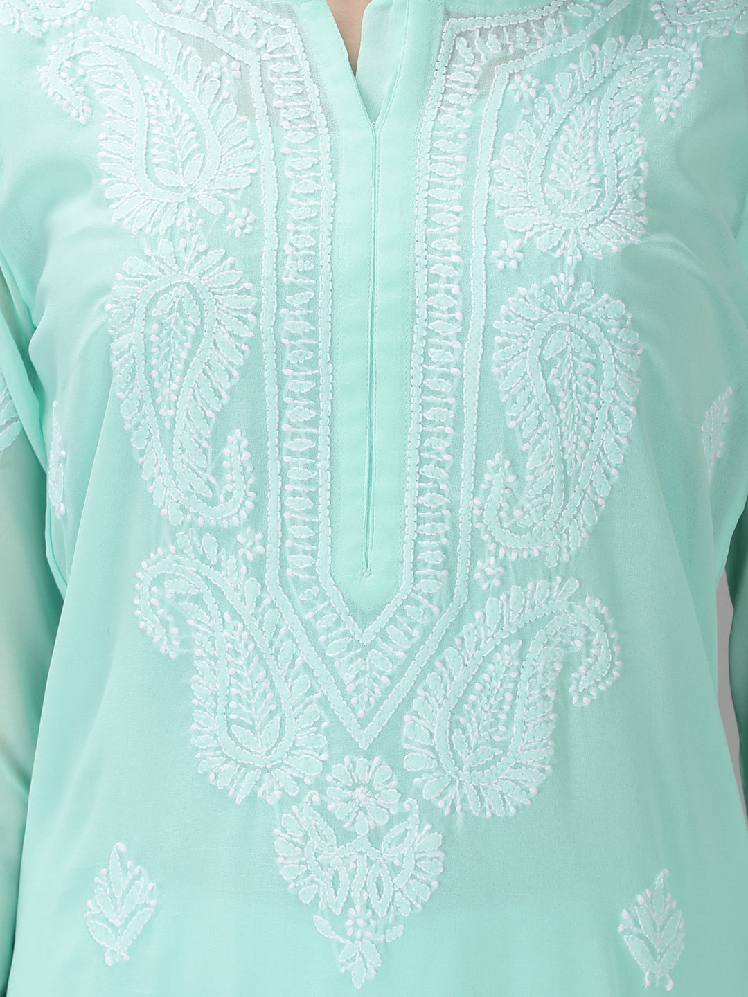 Mint Green Georgette Kurta & Matching Slip