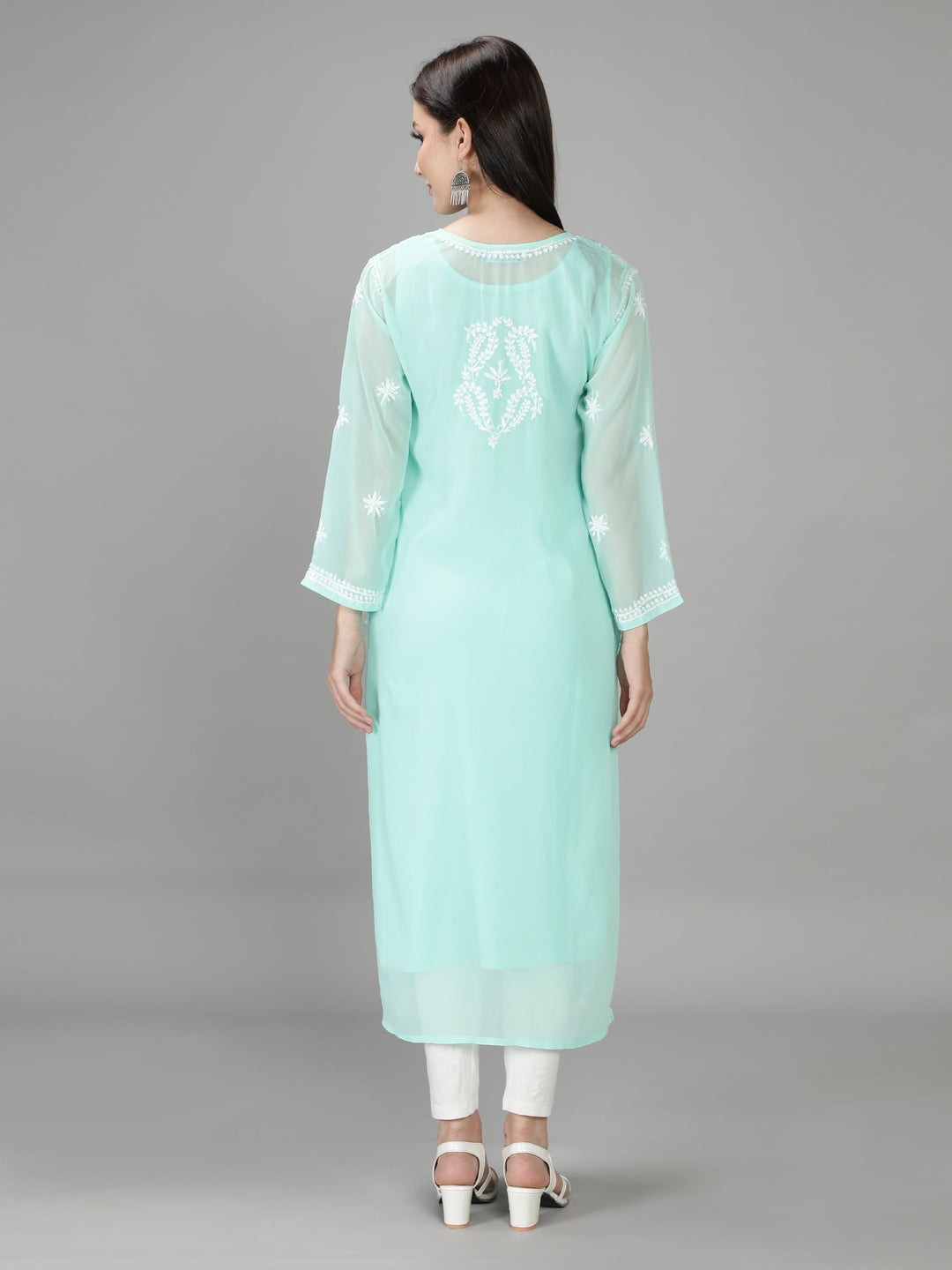 Mint Green Georgette Kurta with Inner Slip