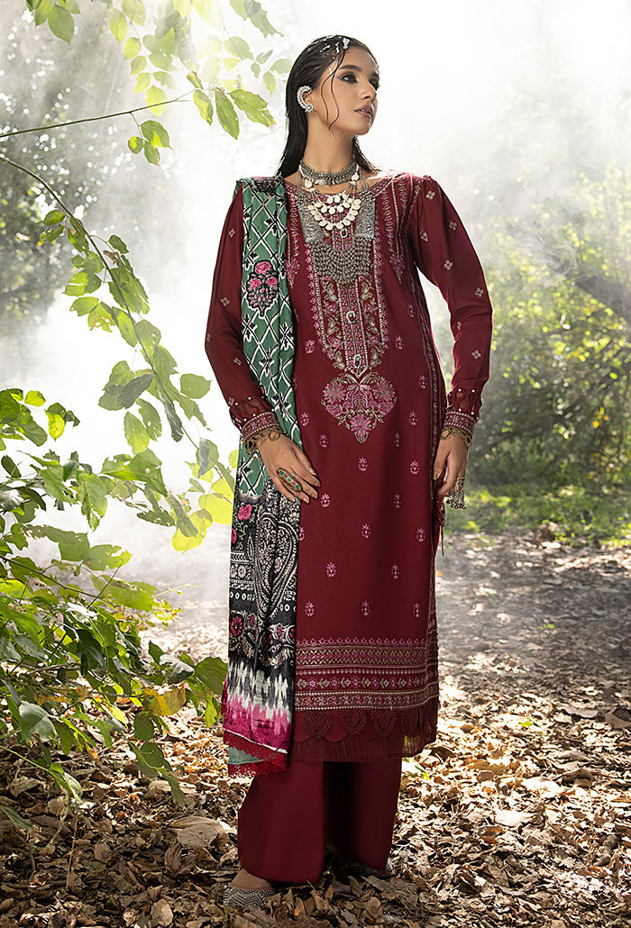 Mirk-Maroon-&-Green-Embroidered-Unstitched-Pakistani-Suit