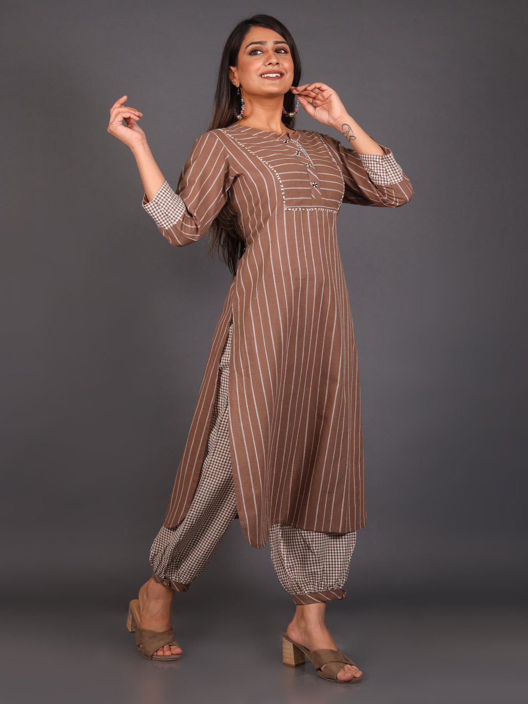 Mocha Lantern Pant Kurta Set