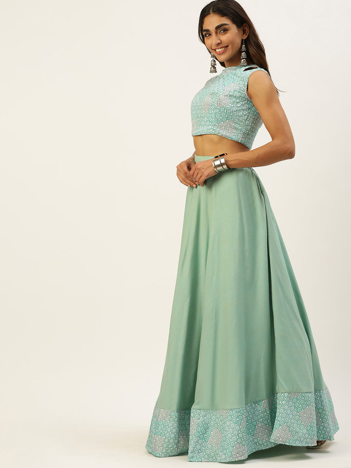 Multicolor-Georgette-Embroidered-Lehenga-Set