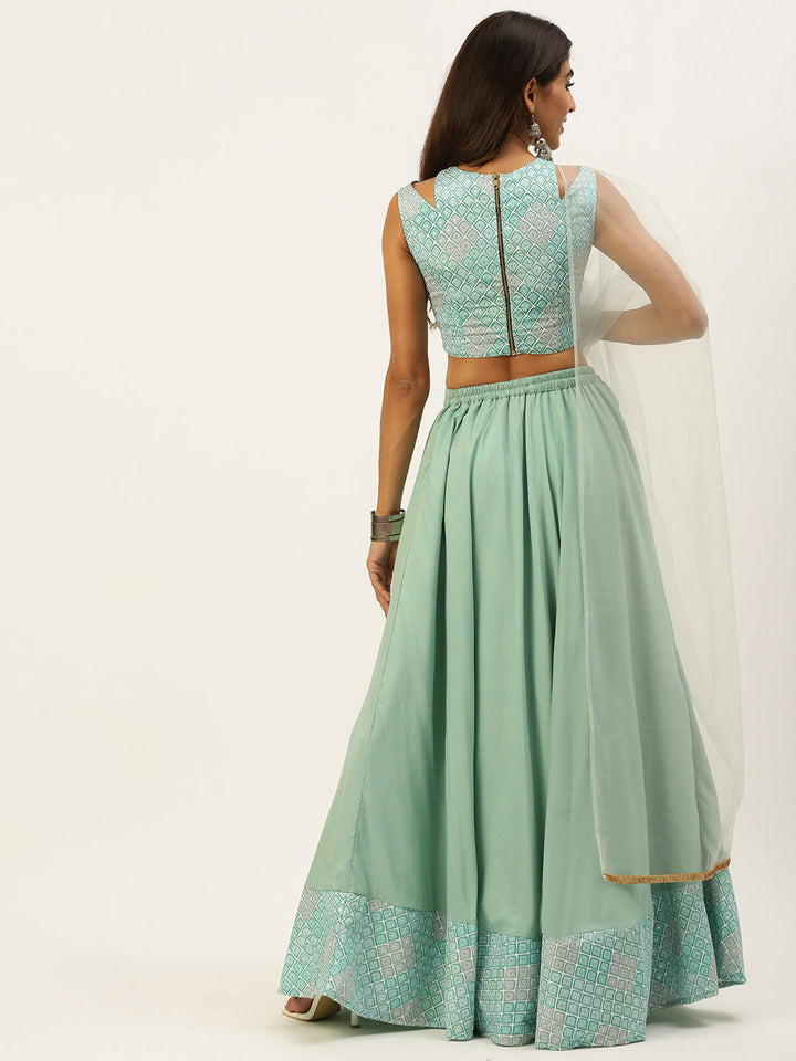 Multicolor-Georgette-Embroidered-Lehenga-Set
