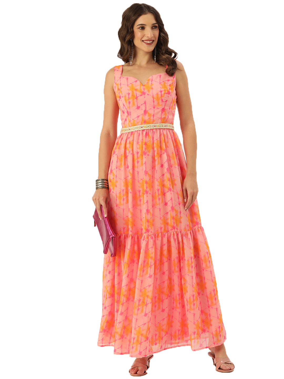 Multicolored-Digital-Printed-Tiered-Dress