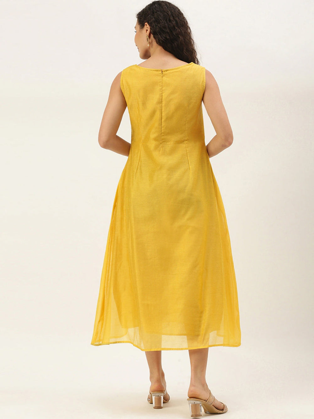 Multicolored-Printed-Calf-Length-Dress