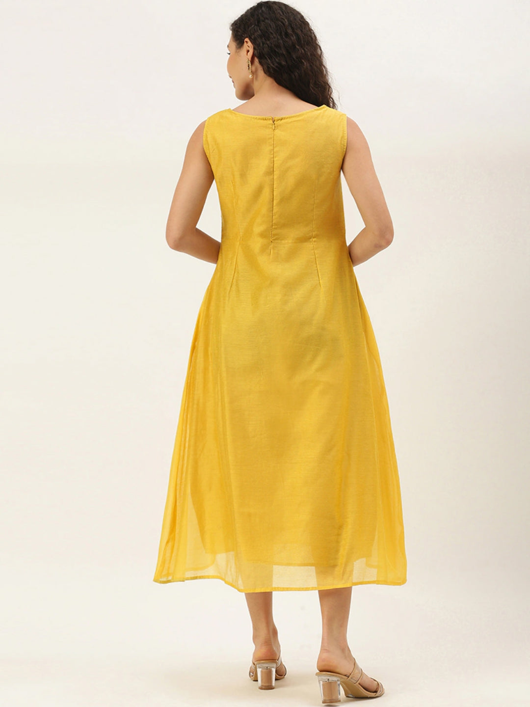 Multicolored-Printed-Calf-Length-Dress