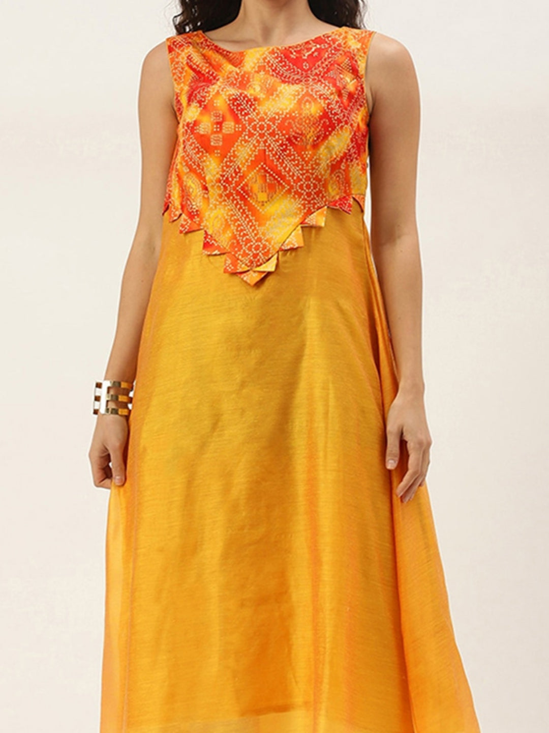 Multicolored-Printed-Calf-Length-Dress