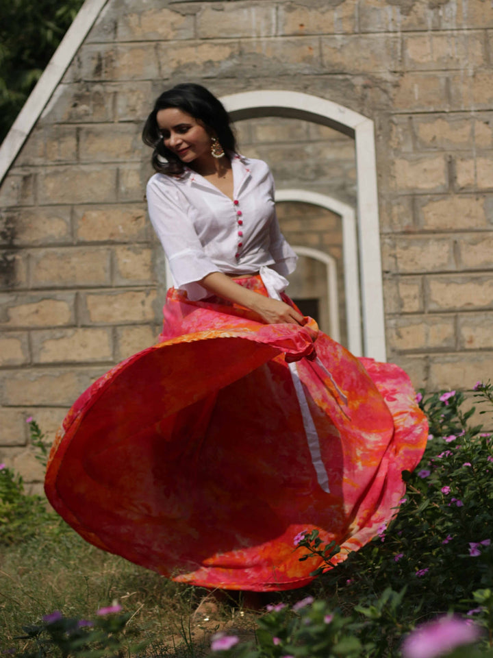 Multicolored-Skirt-With-White-Shirt